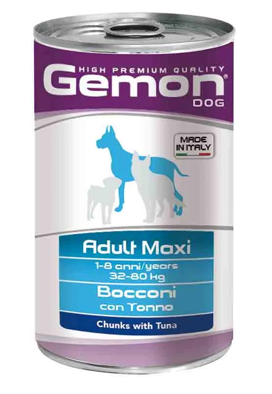 Gemon Dog Bocconi Adult Maxi al Tonno - Cibo Umido, 1,25 kg