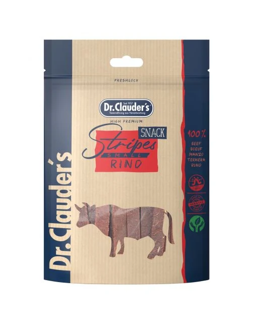 DR. CLAUDER'S CANE/GATTO SNACK STRIPES PICCOLO FILETTO DI MANZO 80 GR