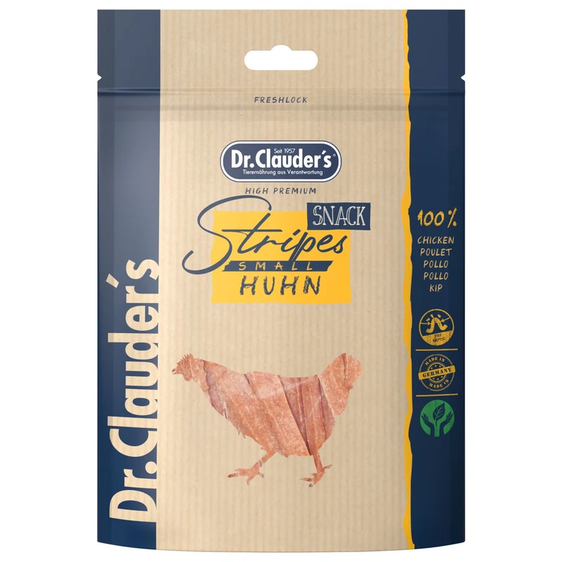 DR. CLAUDER'S CANE/GATTO SNACK STRIPES PICCOLO FILETTO DI PETTO DI POLLO 80 GR