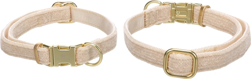 FLAMINGO CANE COLLARE IN NYLON "SABA" 15 MM x 30-45 CM VELLUTO BEIGE