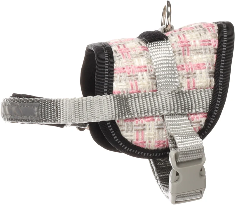 FLAMINGO CANE PETTORINA IN NYLON "EENY MEENY" 18-28 CM 31-40 CM 8,5 CM GRIGIO/ROSA
