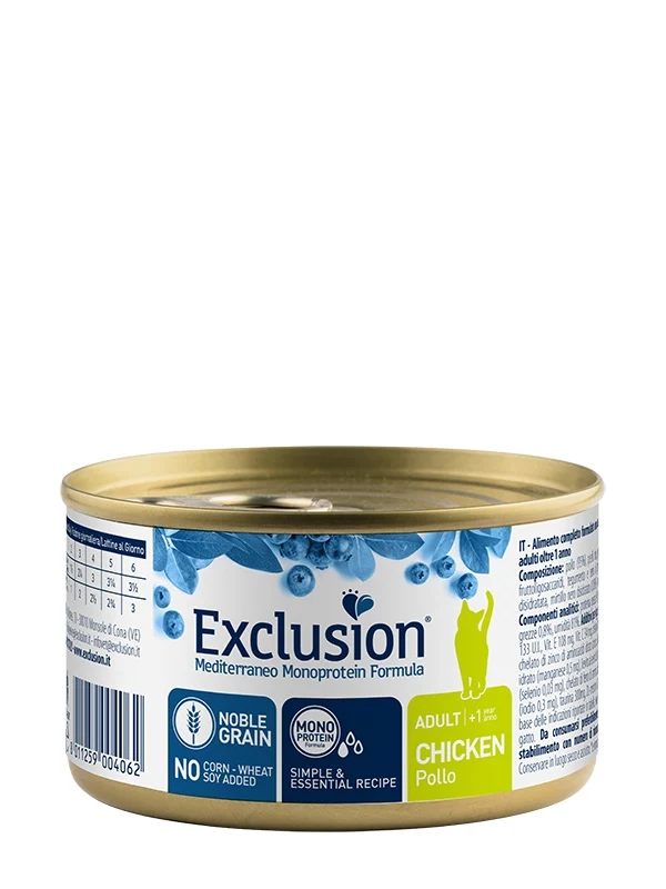 Exclusion Gatto Mediterraneo Adulto Pollo Lattina 85 g