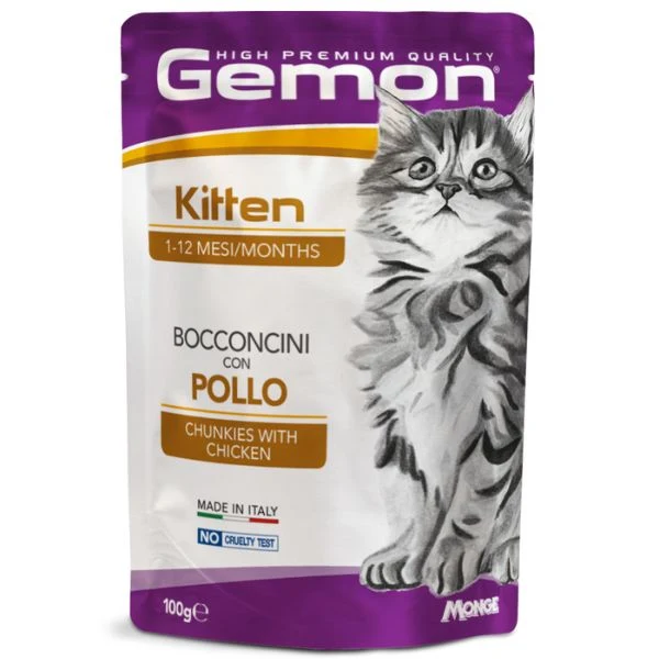 Gemon Cat Busta Kitten Bocconcini di Pollo per Gattini - 100g