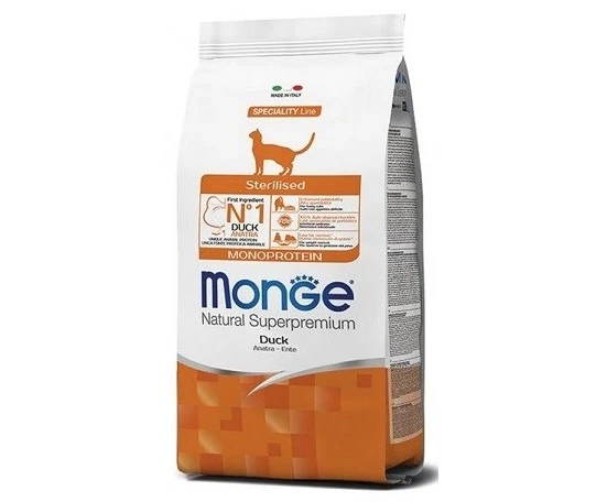 MONGE GATTO NATURAL SUPERPREMIUM ADULTO STERILIZZATO ANATRA 10 KG