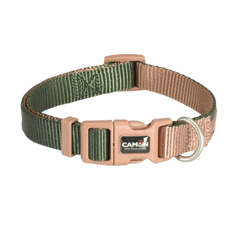 CAMON CANE COLLARE REGOLABILE "DOUBLE PREMIUM" 10 MM x 20/30 CM VERDE/ECRU