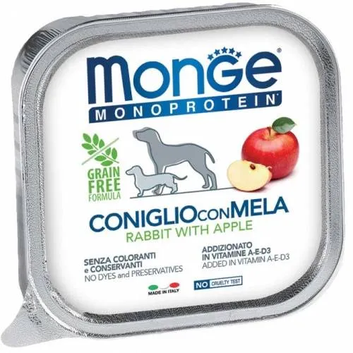 Monge Monoprotein Frutta Coniglio e Mela - Umido Cani, 150g