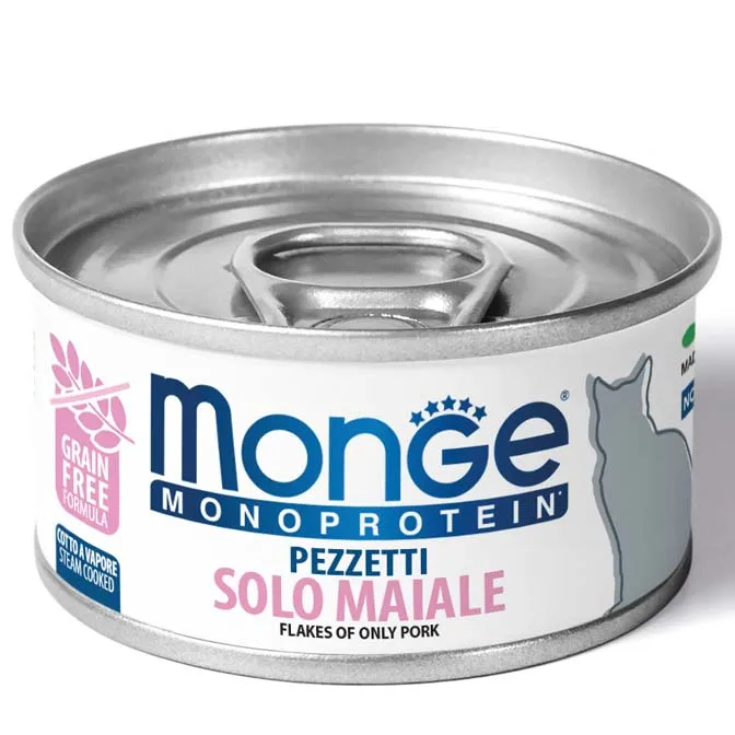 Monge Pezzetti Adult 100% Solo Maiale - Umido Gatti , 80g