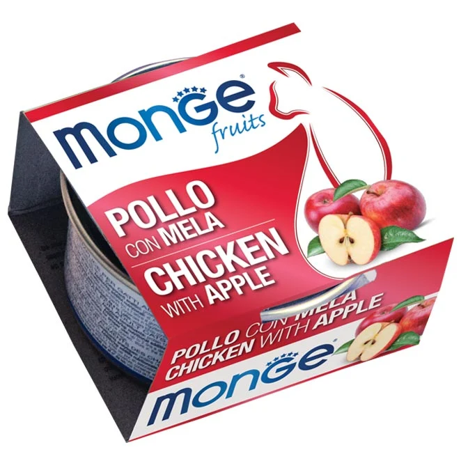 Monge Fruits Gatto Pollo con Mela - Cibo Umido, 80g