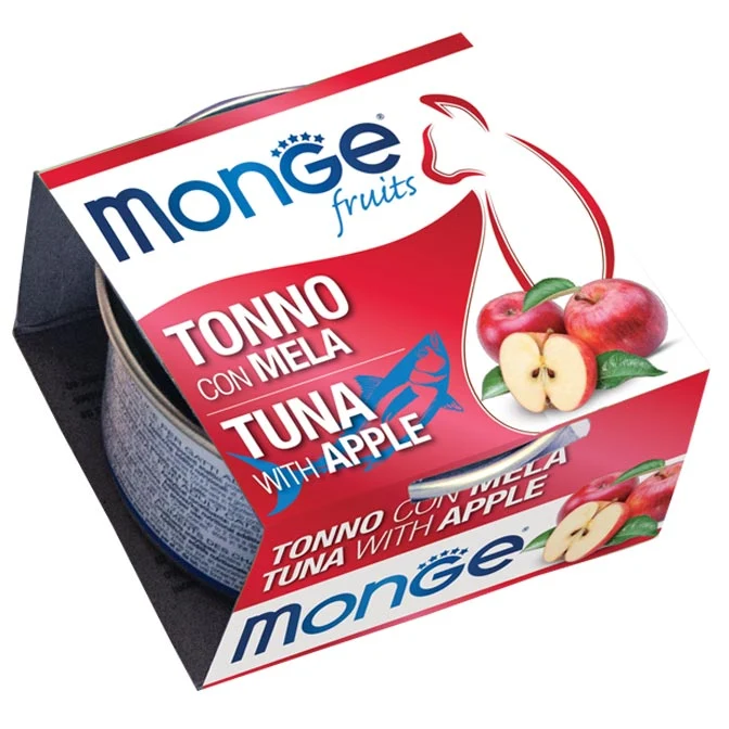 Monge Fruits Gatto Tonno con Mela - Cibo Umido, 80g