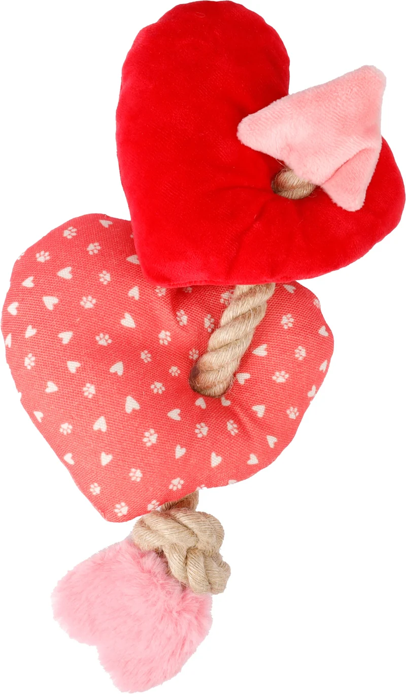FLAMINGO CANE GIOCO IN PELUCHE "LIEVE" CUORE CON CORDA 28x14x13 CM