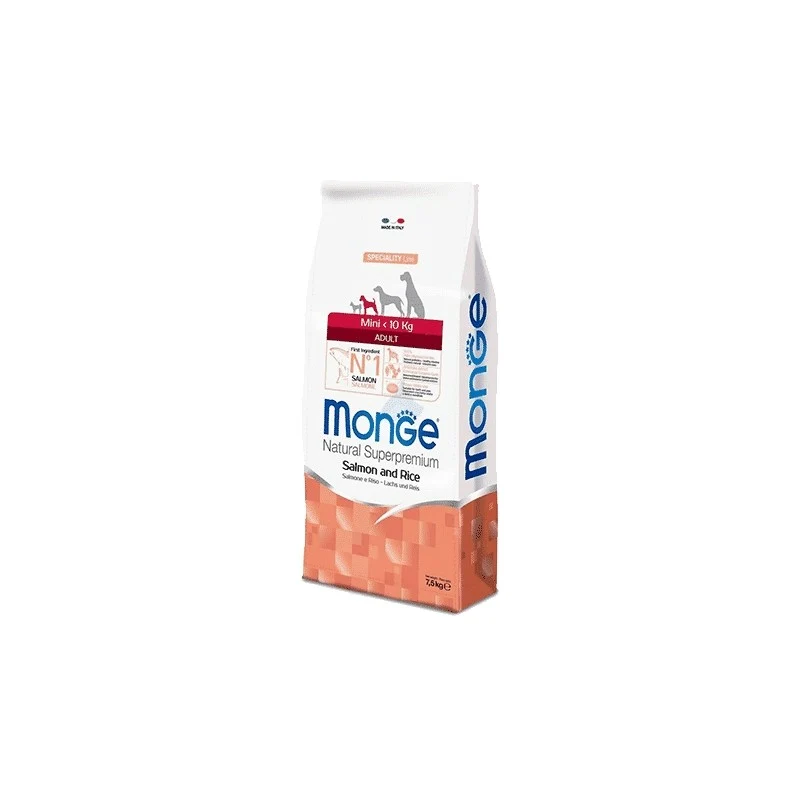 Monge Natural Mini Adult Salmone e Riso - Crocchette Cani Piccoli - 7,5 kg