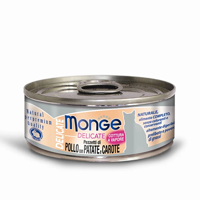 Monge Delicate Pollo con Patate e Carote - Cibo Umido per Gatti - 80 g