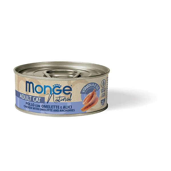 Monge Delicate Pollo con Omelette e Acciughine - Umido per Gatti - 80 g