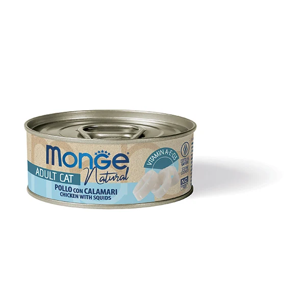 Monge Delicate Pollo con Calamari - Umido Sfizioso per Gatti Adulti - 80g