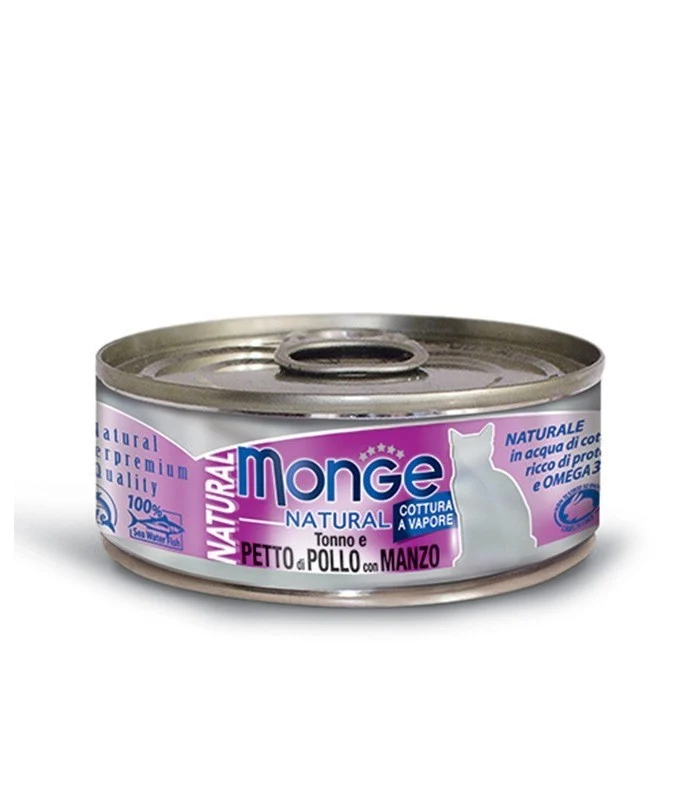 Monge Natural Petto di Pollo con Manzo - Umido Proteico per Gatti - 80g
