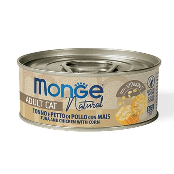 Monge Natural Petto di Pollo con Mais - Umido Leggero per Gatti - 80g