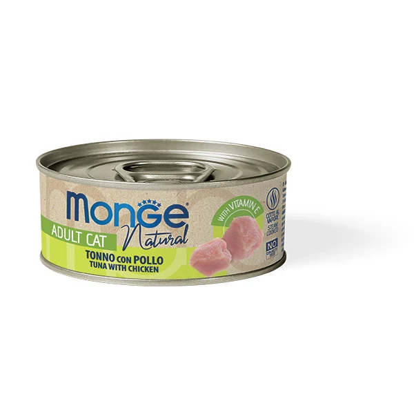 Monge Natural Tonno del Pacifico con Pollo - Umido Complementare per Gatti - 80g