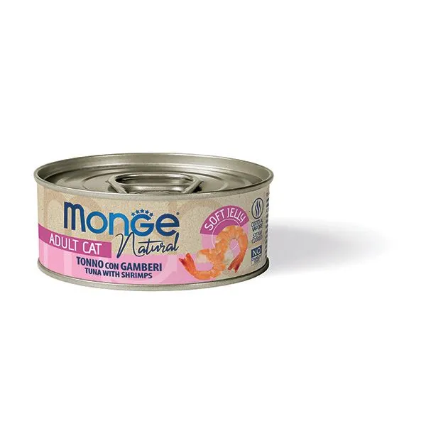 Monge Jelly Tonno e Gamberetti - Bocconcini Sfiziosi in Gelatina per Gatti - 80g