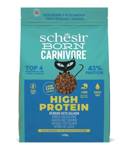SCHESIR GATTO BORN CARNIVORE ADULTO ARINGA & SALMONE 1,25 KG