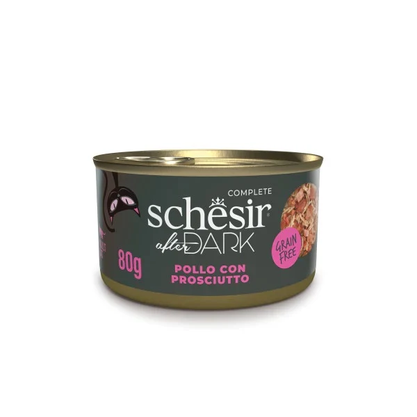 Schesir Gatto After Dark Grain Free Adulto Pollo & Prosciutto Lattina 80 g