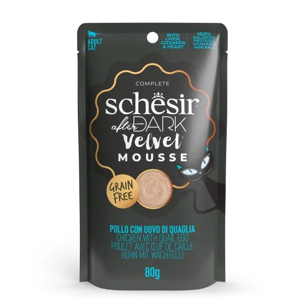 Schesir Gatto After Dark Velvet Mousse Adulto Pollo & Uovo di Quaglia Busta 80 g