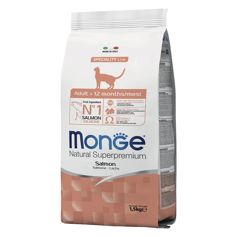 Monge Natural Adult Salmone - Crocchette Alta Qualità per Gatti Adulti - 400g