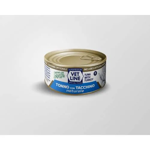 Vet Line Naturali Tonno e Tacchino - Cibo Umido Gatto, 70g