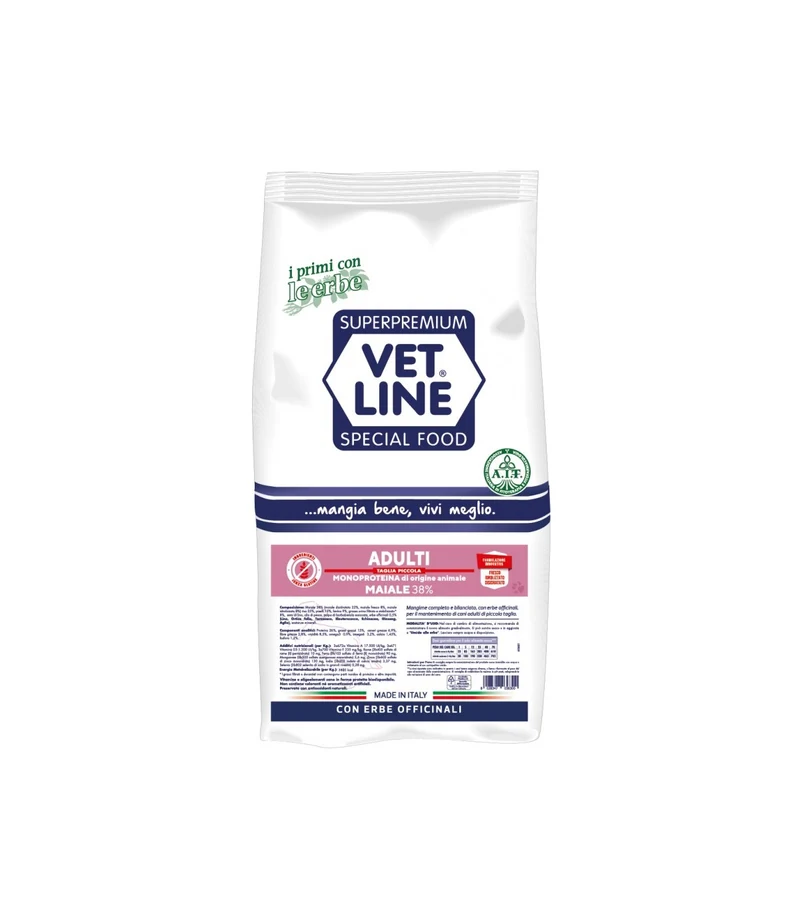 Crocchette Vet Line Adulti al Maiale per Cani Piccoli - 3 kg