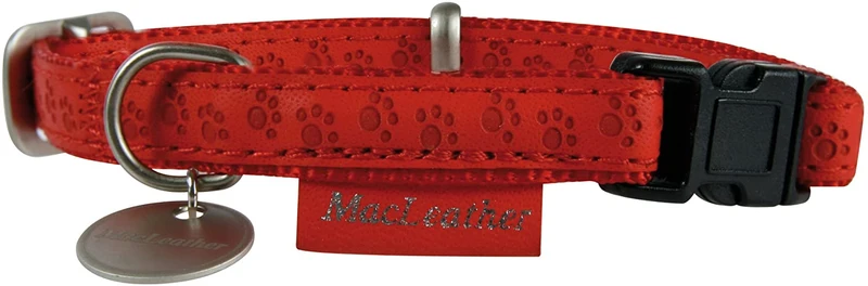 Zolux Collare Regolabile Mac Leather - Raffinato per Cani Adulti - Rosso - 15 mm