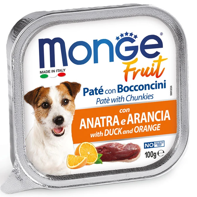 Monge Cane Fruit Vaschetta Adulto Anatra & Arancia 100 g