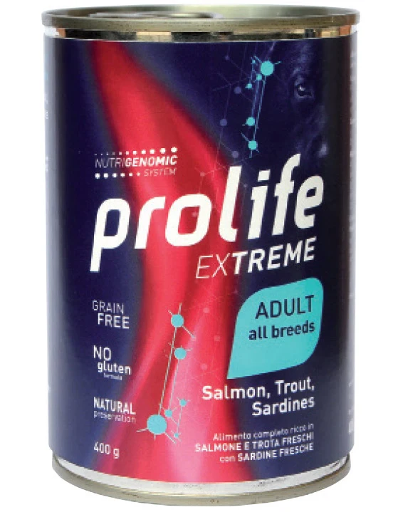 Prolife Cane Extreme Adulto All Breeds Salmone, Trota & Sardine Lattina 400 g