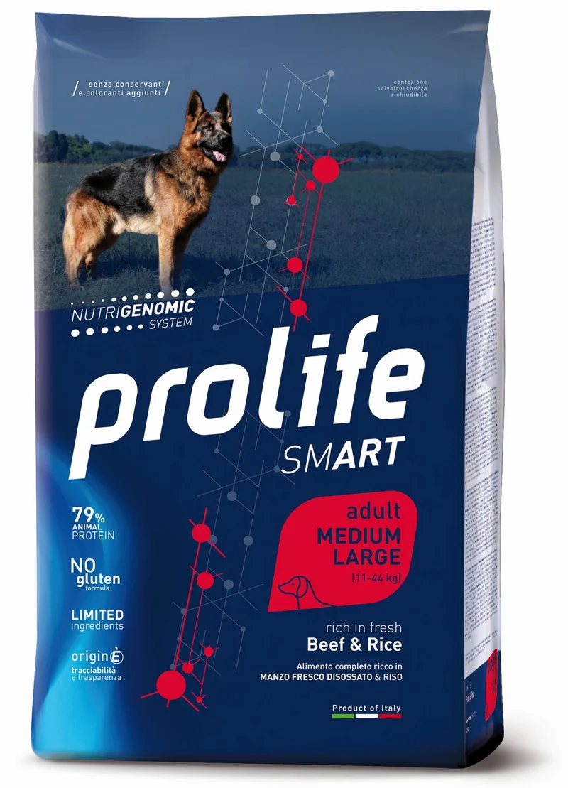 Prolife Cane Smart Adulto Medium & Large Manzo & Riso 12 kg