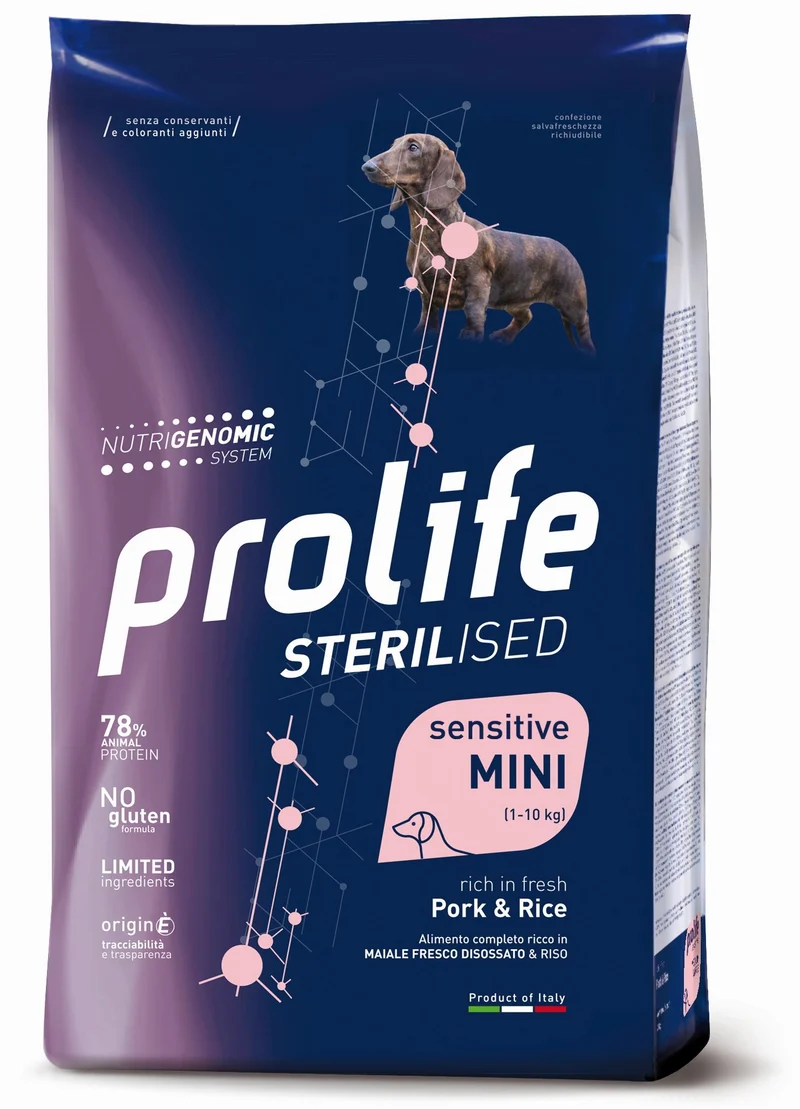 Prolife Cane Sterilised Sensitive Adulto Mini Maiale & Riso 600 g