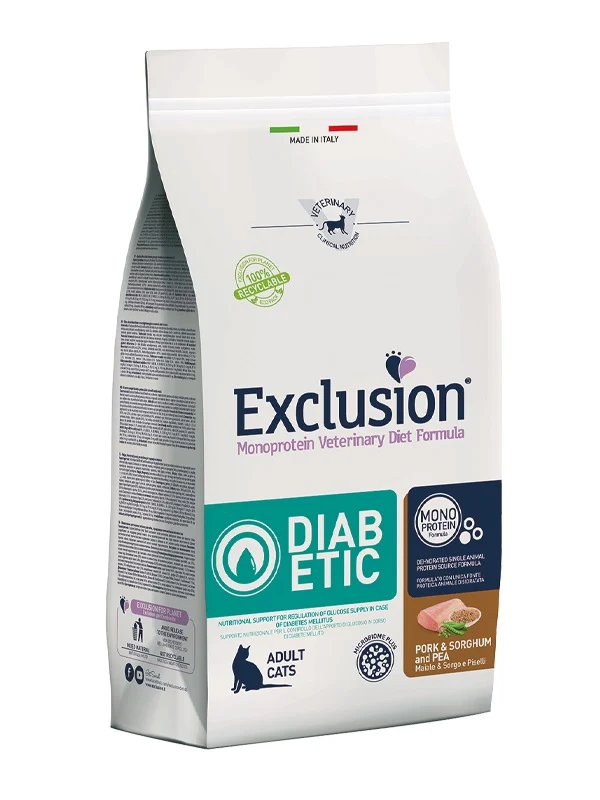 EXCLUSION GATTO DIET DIABETIC ADULTO MAIALE, SORGO & PISELLI 300 GR