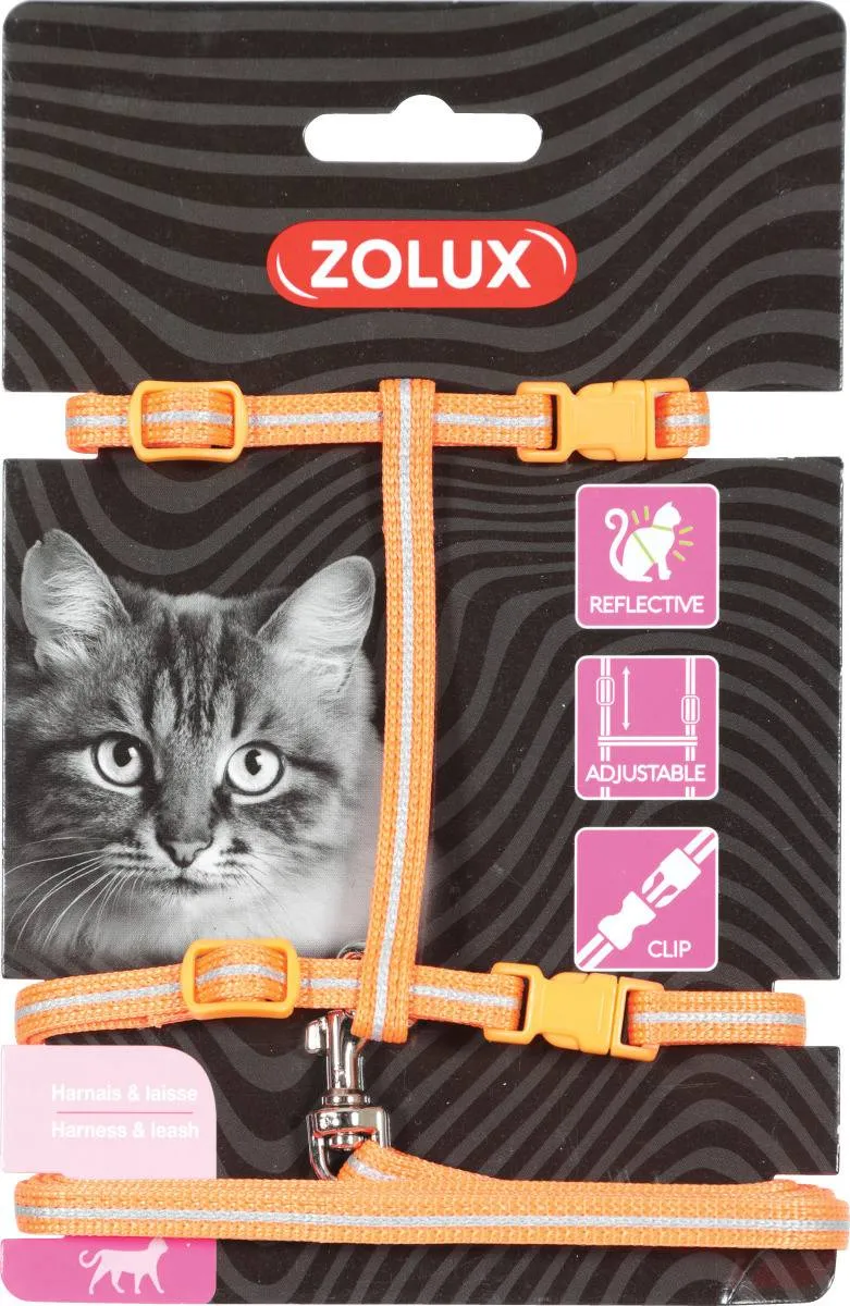 Zolux Kit Guinzaglieria Gatti - Set Regolabile e Sicuro - Arancione