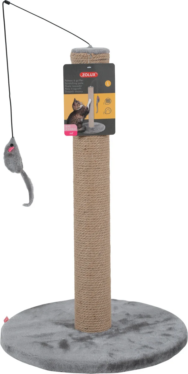 Zolux Tiragraffi con Base - Colonna per Unghie per Gatti - Beige - Altezza 63 cm