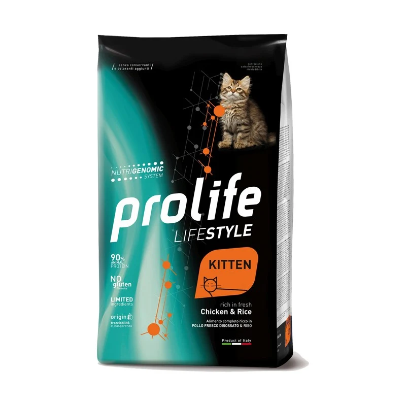 Prolife Gatto Life Style Kitten Pollo e Riso - Crocchette Crescita - 1,5 kg