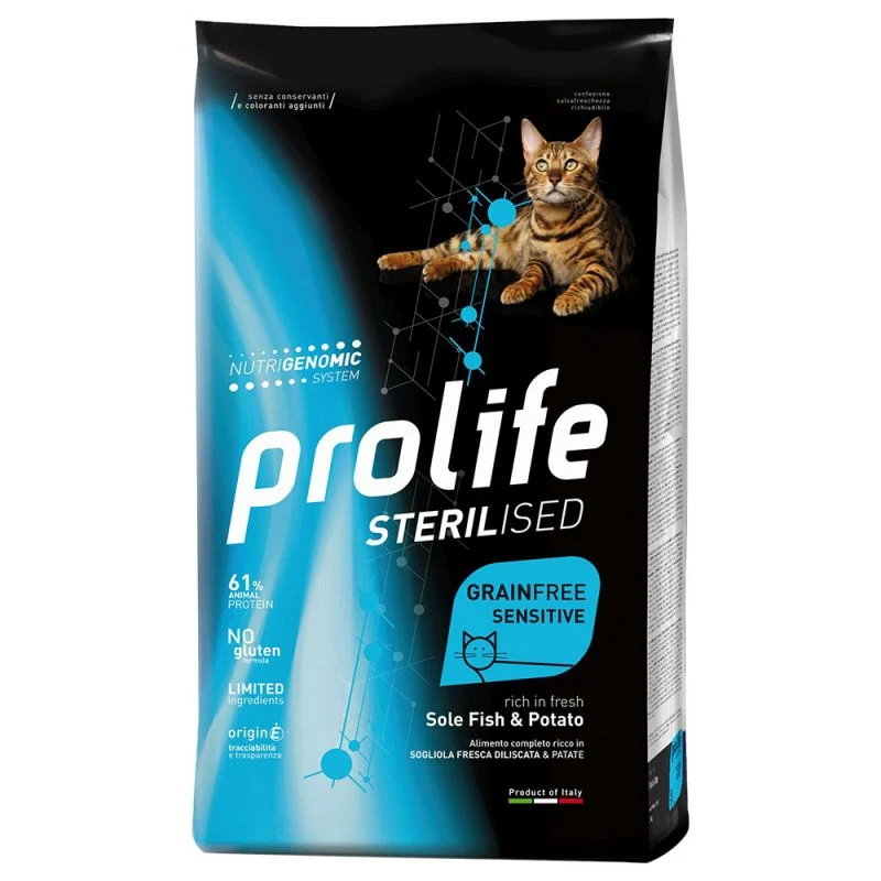 Prolife Gatto Sterilizzato Grain Free Sensitive Sogliola e Patate - 1,5 kg