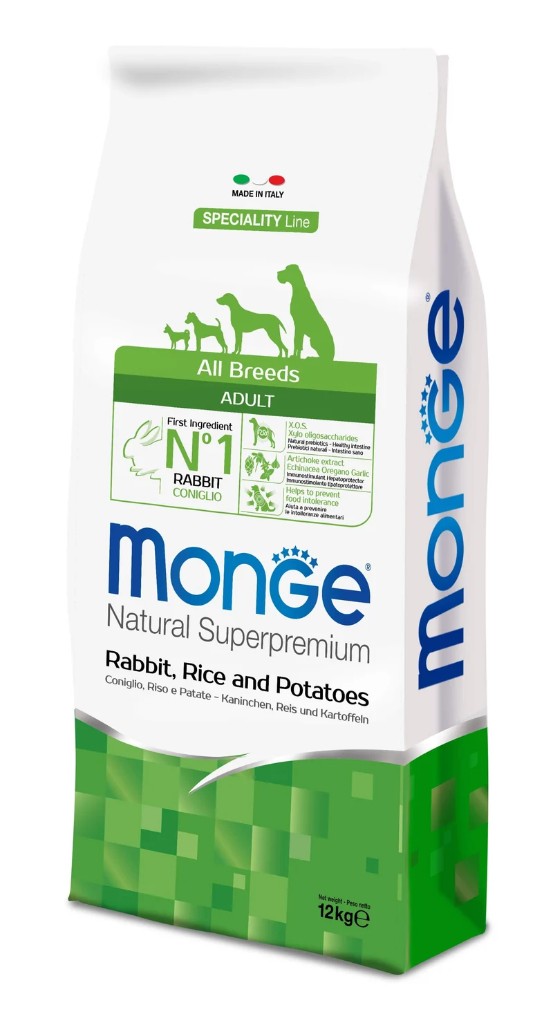 Monge Cane Natural Superpremium Adulto All Breeds Coniglio, Riso & Patate 12 kg