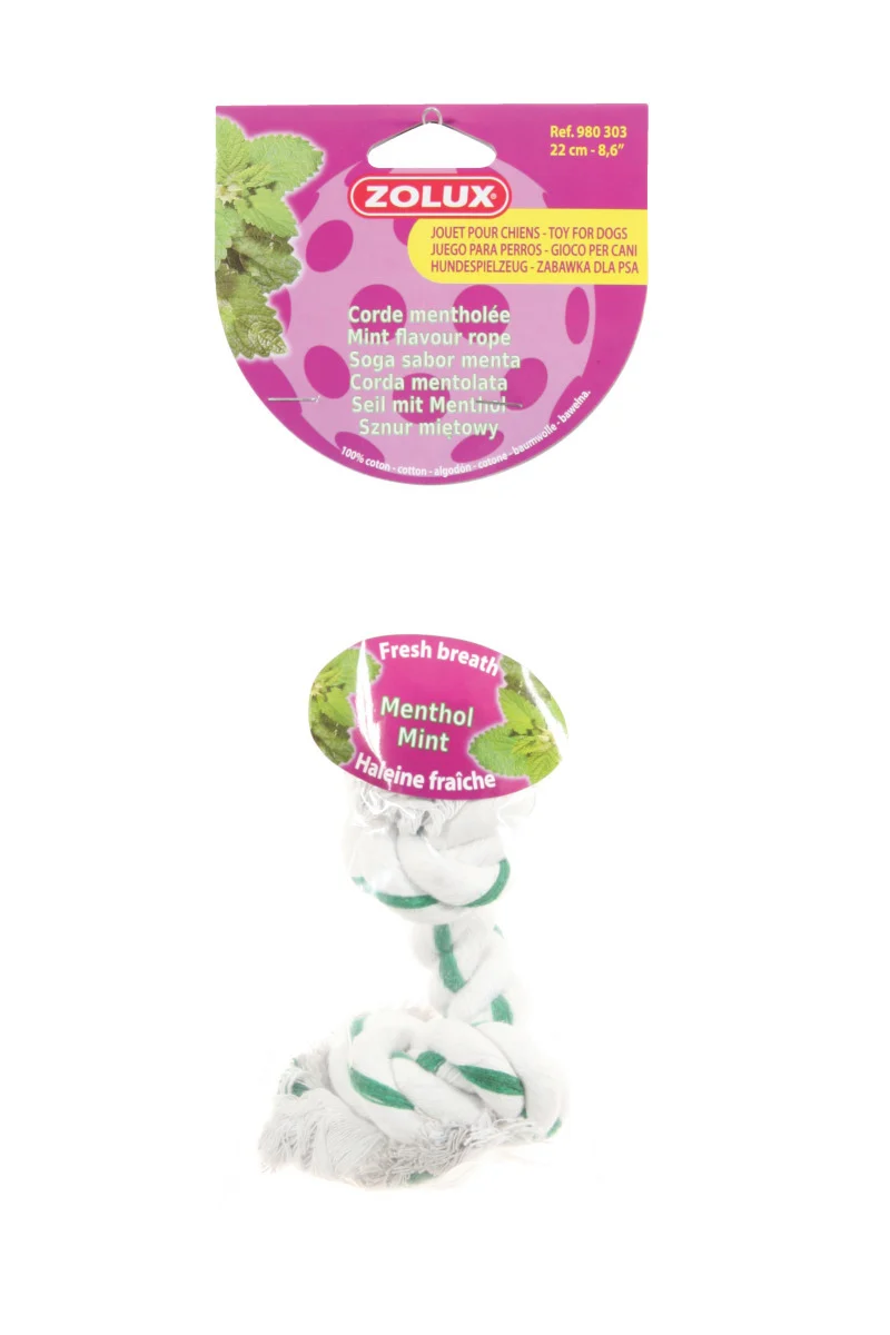 Zolux Gioco Corda Mentolata - Piccola Corda Masticabile per Cani - 22 cm