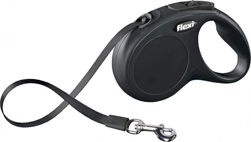Flexi Classic M Fettuccia - Guinzaglio Avvolgibile Pratico - Nero - 5 Metri