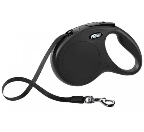Flexi Classic S Fettuccia - Guinzaglio Avvolgibile Leggero - Nero - 5 Metri