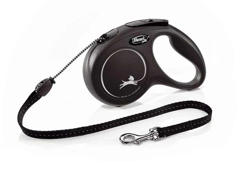 Flexi Classic M Corda - Guinzaglio Avvolgibile Lunga Distanza - Nero - 8 Metri