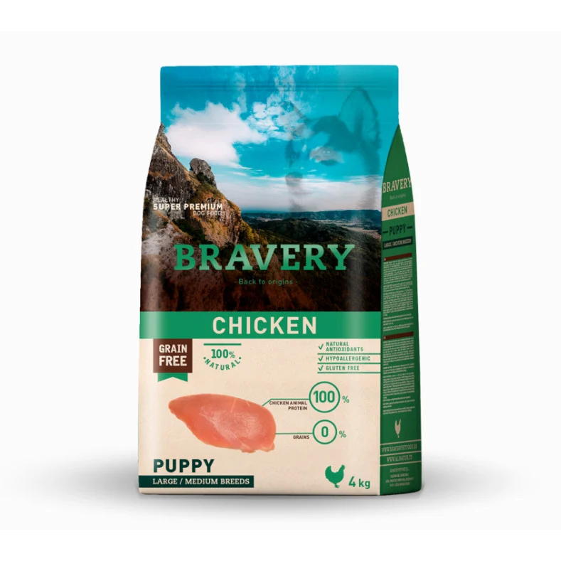 BRAVERY CANE PUPPY MEDIUM&LARGE POLLO 4 KG