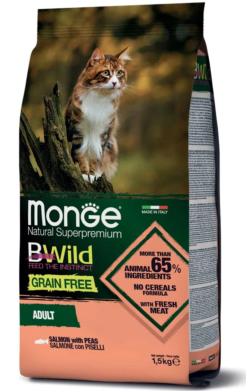 Monge Gatto BWild Grain Free Adulto Salmone & Piselli 1,5 kg