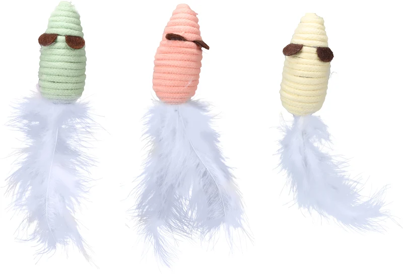 FLAMINGO GATTO GIOCO "POPPY" TOPOLINO CON PIUMA 16x3x3 CM (colori assortiti)