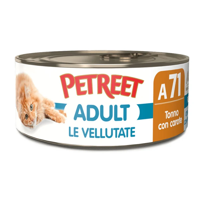 Petreet Vellutate Tonno con Carote - Umido Ricco di Vitamine per Gatti - 70g
