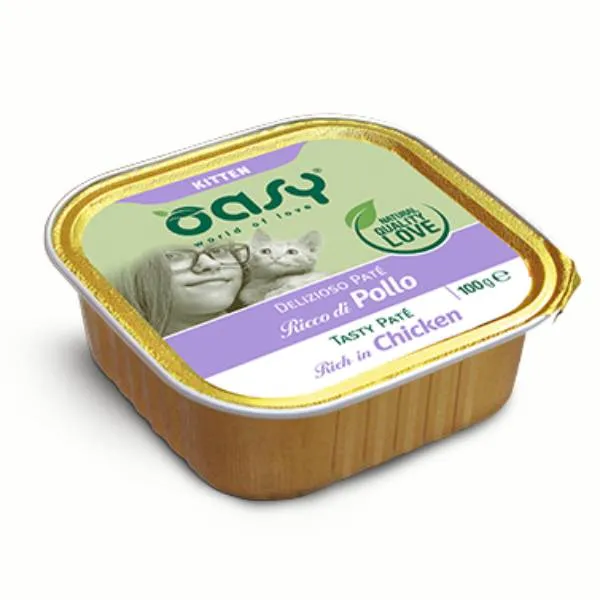 Oasy Delizioso Paté Kitten Pollo - Umido per Gattini - 100 g