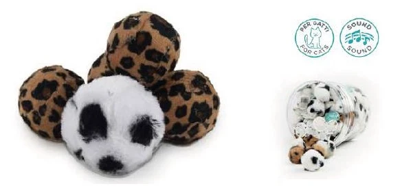 LEO PET GATTO GIOCO PALLINA IN PELUCHE ANIMALIER 3,8 CM (colori assortiti)