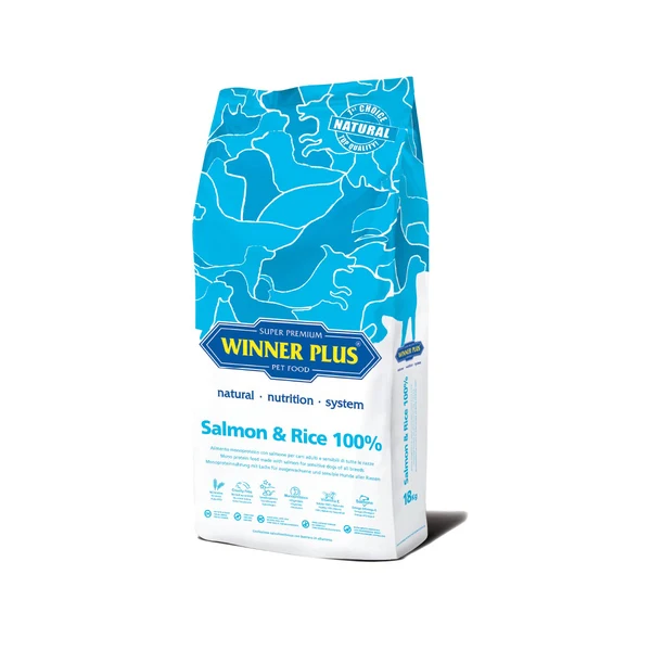 Winner Plus Salmon & Rice 100% - Crocchette Digeribili al Salmone - 3 kg